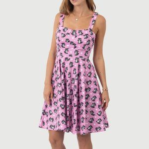 Eva Rose Purple Racoon Print Pinup Fit & Flare Dress With Pockets